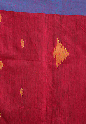 Jamdani Cotton Silk Saree in Fuchsia and Blue