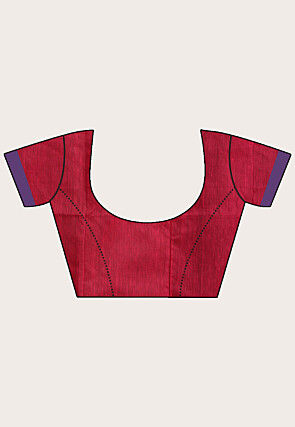 Jamdani Cotton Silk Saree in Fuchsia and Blue