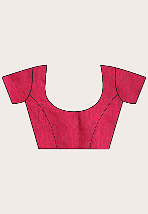 Jamdani Cotton Silk Saree in Fuchsia and White