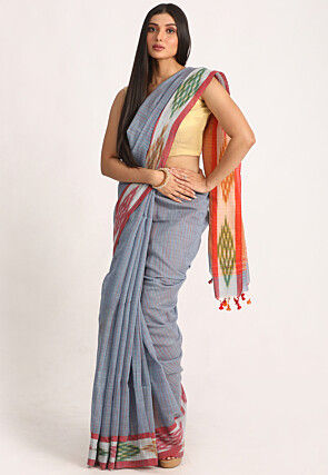 Jamdani Cotton Silk Saree in Grey