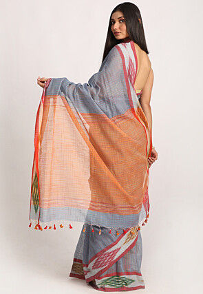 Jamdani Cotton Silk Saree in Grey