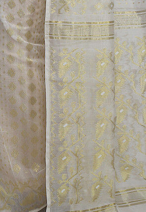 Jamdani Cotton Silk Saree in Off White