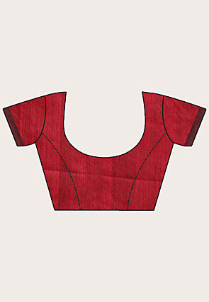 Jamdani Cotton Silk Saree in Pink and Black