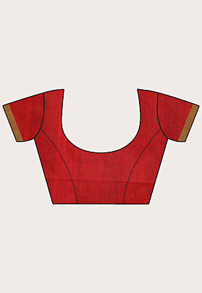 Jamdani Cotton Silk Saree in Red and Green