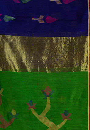 Jamdani Cotton Silk Saree in Royal Blue