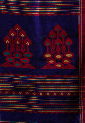 Jamdani Cotton Silk Saree in Royal Blue