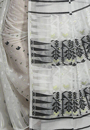 Jamdani Cotton Silk Saree in White