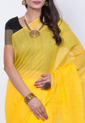 Jamdani Cotton Silk Saree in Yellow