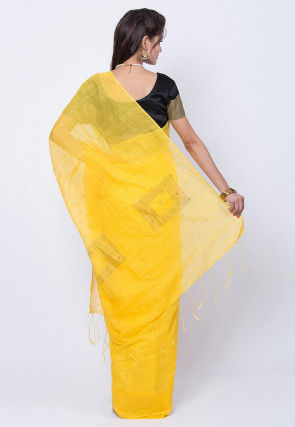 Jamdani Cotton Silk Saree in Yellow