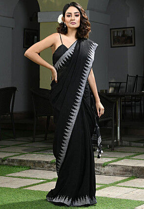 Jamdani Linen Saree in Black