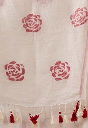 Jamdani Linen Saree in White