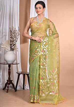 Jamdani Organza Saree in Green