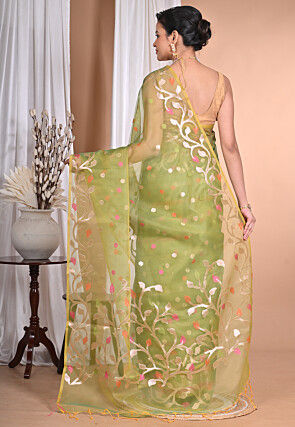 Jamdani Organza Saree in Green