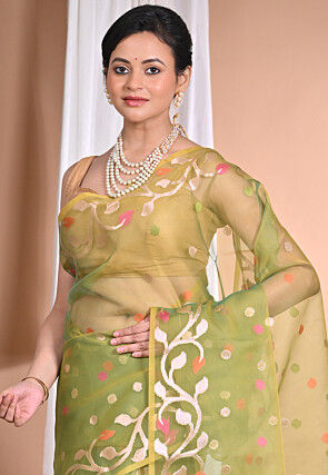 Jamdani Organza Saree in Green