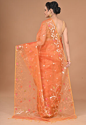 Jamdani Organza Saree in Orange