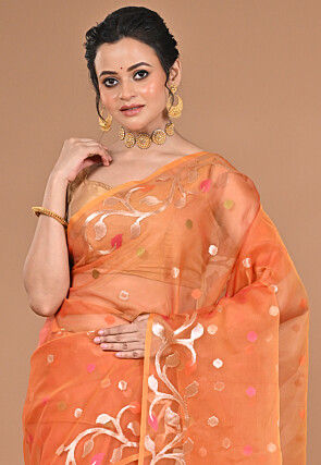 Jamdani Organza Saree in Orange