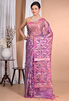 Jamdani Organza Saree in Purple