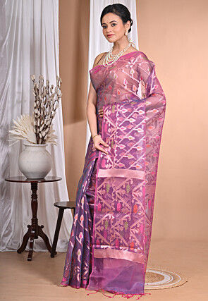 Jamdani Organza Saree in Purple