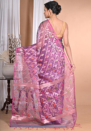 Jamdani Organza Saree in Purple