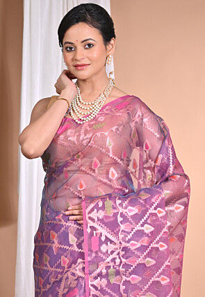 Jamdani Organza Saree in Purple