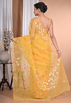 Jamdani Organza Saree in Yellow