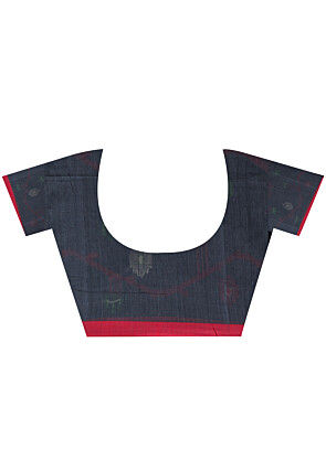 Jamdani Pure Cotton Saree in Dark Grey