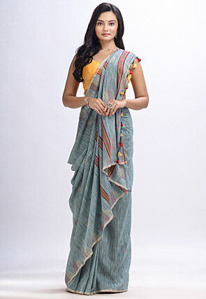 Jamdani Pure Cotton Saree in Grey