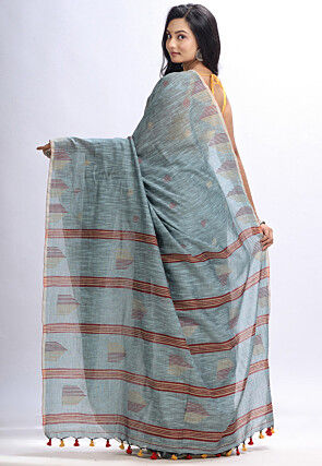 Jamdani Pure Cotton Saree in Grey