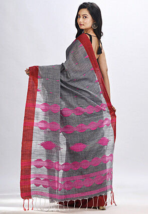 Jamdani Pure Cotton Saree in Grey