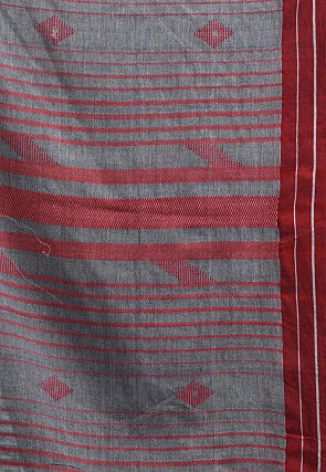 Jamdani Pure Cotton Saree in Grey