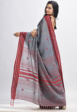 Jamdani Pure Cotton Saree in Grey