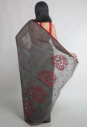 Jamdani Pure Cotton Saree in Grey