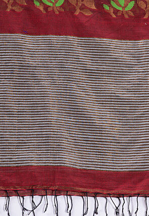 Jamdani Pure Cotton Saree in Maroon