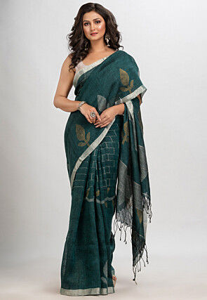 Linen trendy saree with Zari work and border edition. – Akruti Sarees