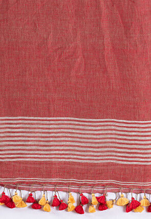 Jamdani Pure Linen Saree in Light Grey