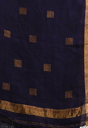 Jamdani Pure Linen Saree in Violet