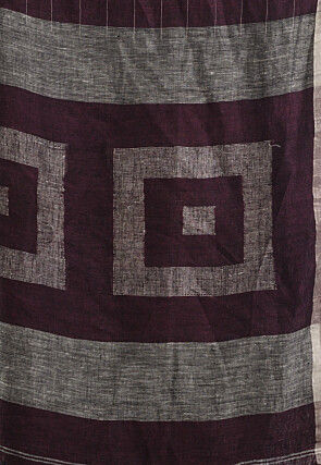 Jamdani Pure Linen Saree in Violet