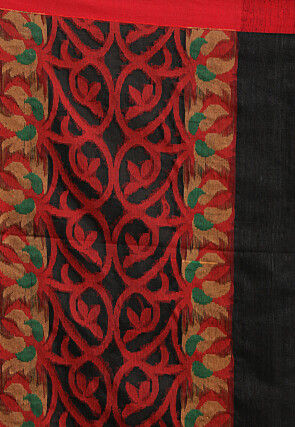 Jamdani Pure Matka Silk Saree in Black