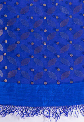 Jamdani Pure Matka Silk Saree in Royal Blue