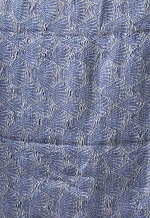 Jamdani Pure Silk Linen Saree in Royal Blue