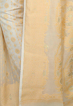 Jamdani Resham Silk Handloom Saree in Off White