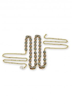 Stones Studded Waist Chain in Golden and White
