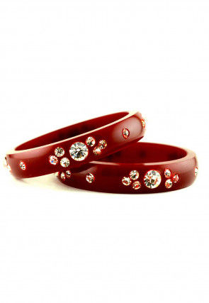 Stone Studded Bangles in Maroon
