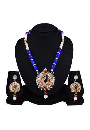 Stone Studded Peacock Style Long Necklace Set