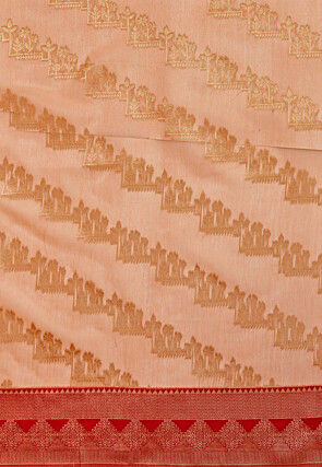 Kanchipuram Art Kanchipuram Linen Silk Saree in Peach