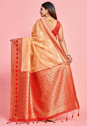 Kanchipuram Art Kanchipuram Linen Silk Saree in Peach