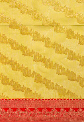 Kanchipuram Art Kanchipuram Linen Silk Saree in Yellow