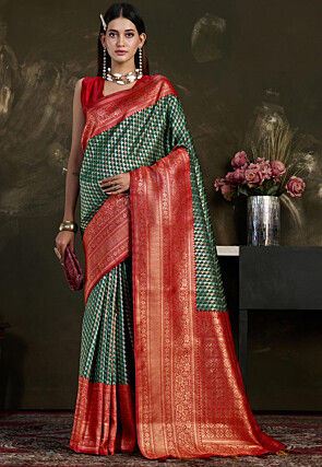 Kanchipuram Saree in Dark Green
