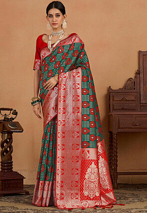 Kanchipuram Saree in Dark Green