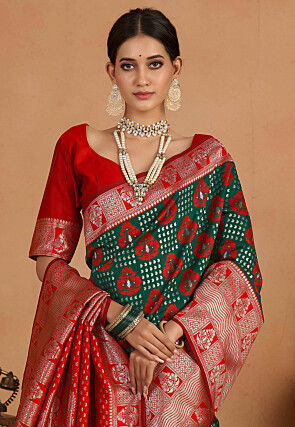 Kanchipuram Saree in Dark Green